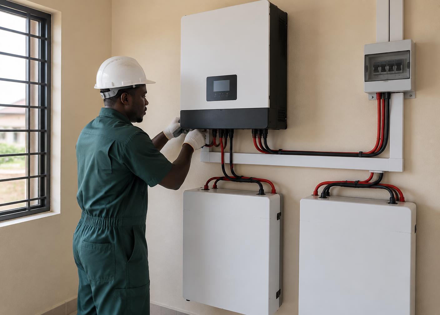Solar technicians working on an installation